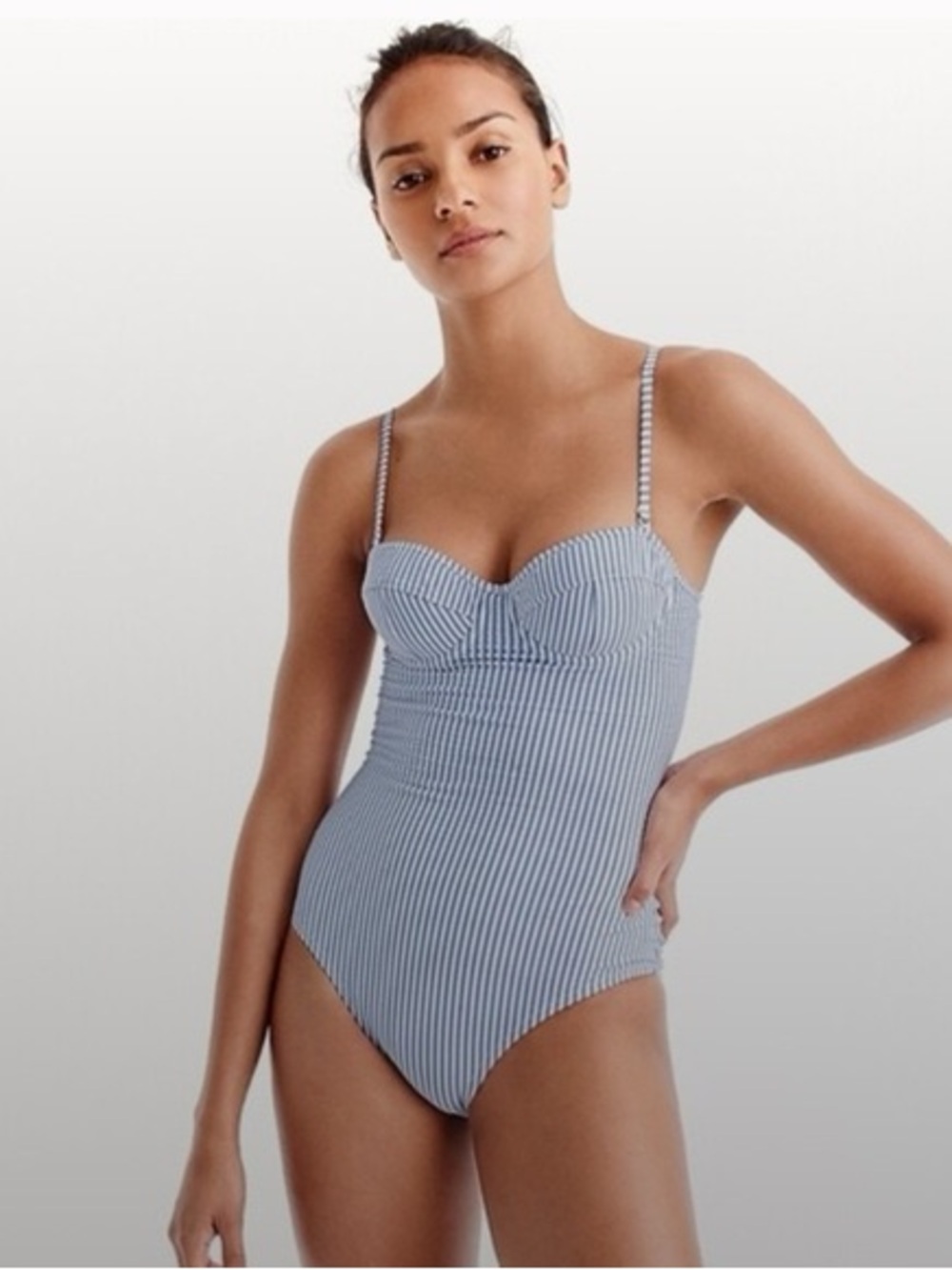 J CREW Women's Seersucker One Piece Swim Suit NWT 2